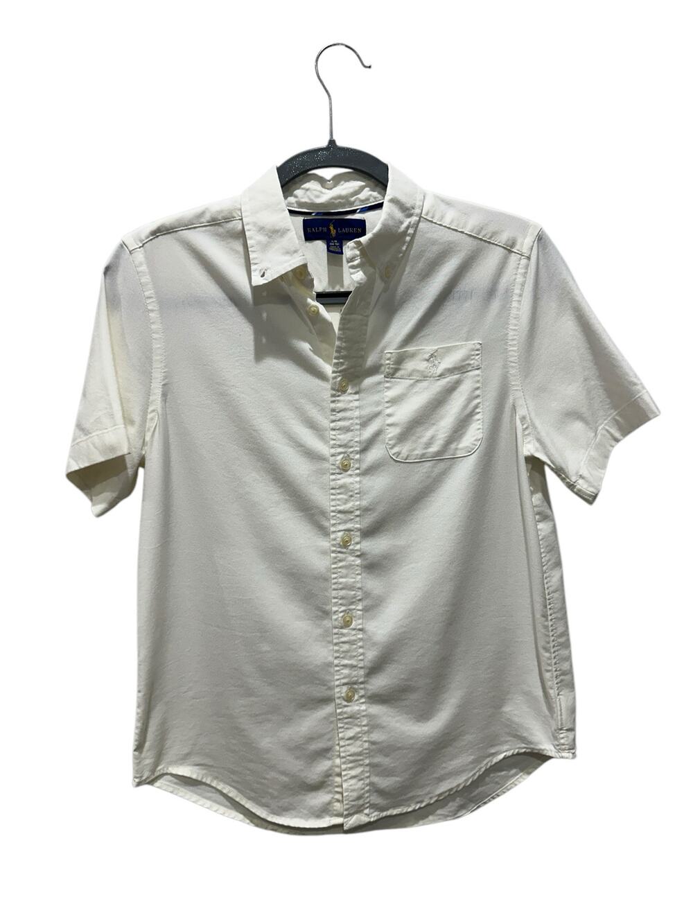 Ralph Lauren Boy’s 14-16 White Button Up Collared Short Sleeve Dress Shirt